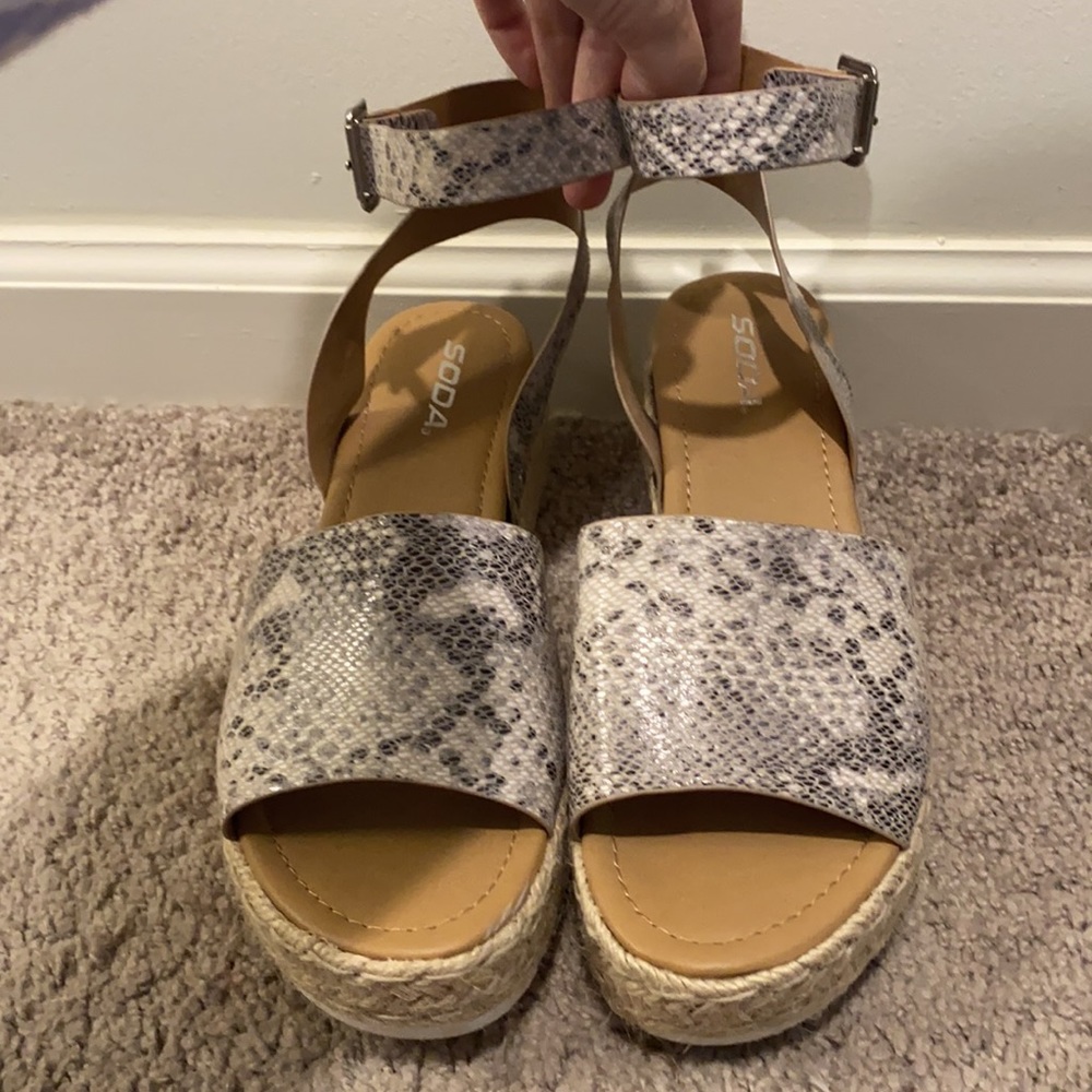 Soda Snakeskin Platform Espadrille Sandals